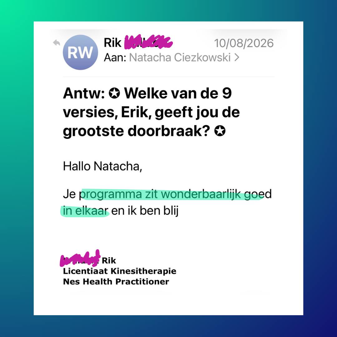 Echte e-mailreactie van een Trance-Break-gebruiker